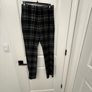 Investments Slim Factor Slim Straight Black and White Plaid Straight Leg Pants